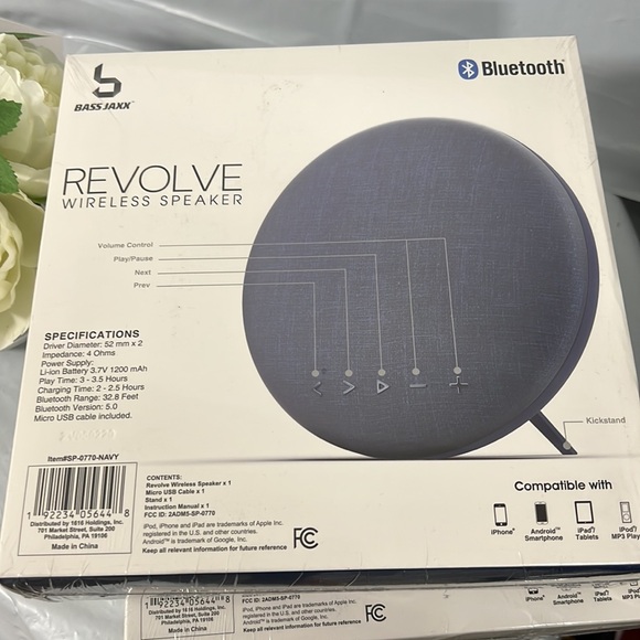 NIB - Bass Jaxx Revolve wireless bluetooth speaker - Blue and Gray - Picture 5 of 6